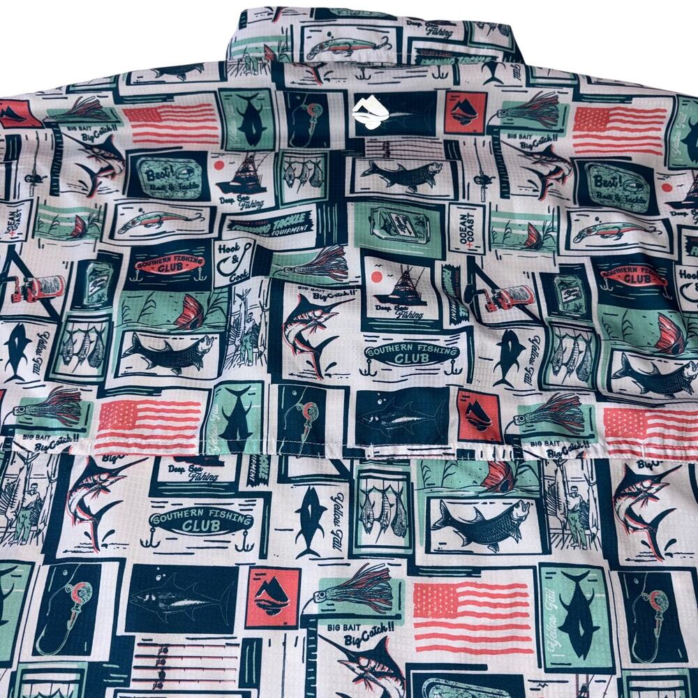 Ocean Coast Men's XL Fishing Button Up Shirt All Over Nautica Print‎ - Picture 7 of 10